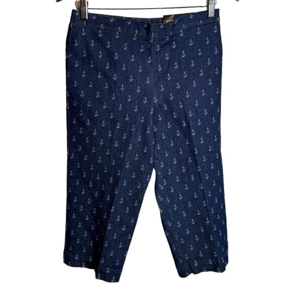 NWT Alfred Dunner Nautical Blue Denim Capri Pants size 10P - Picture 1 of 6